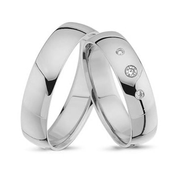 Nuran Love 9 karat hvid guld Vielsesringe med 0,04 ct diamant Wesselton VS i flot brillant slib